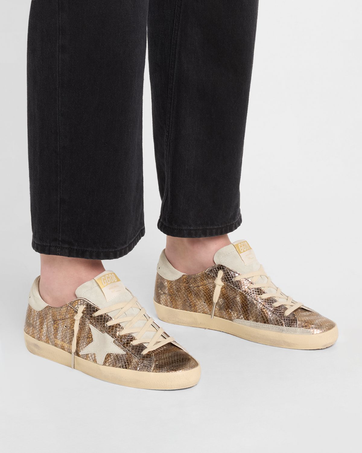 Golden Goose Super-Star Metallic Embossed Low-Top Sneakers