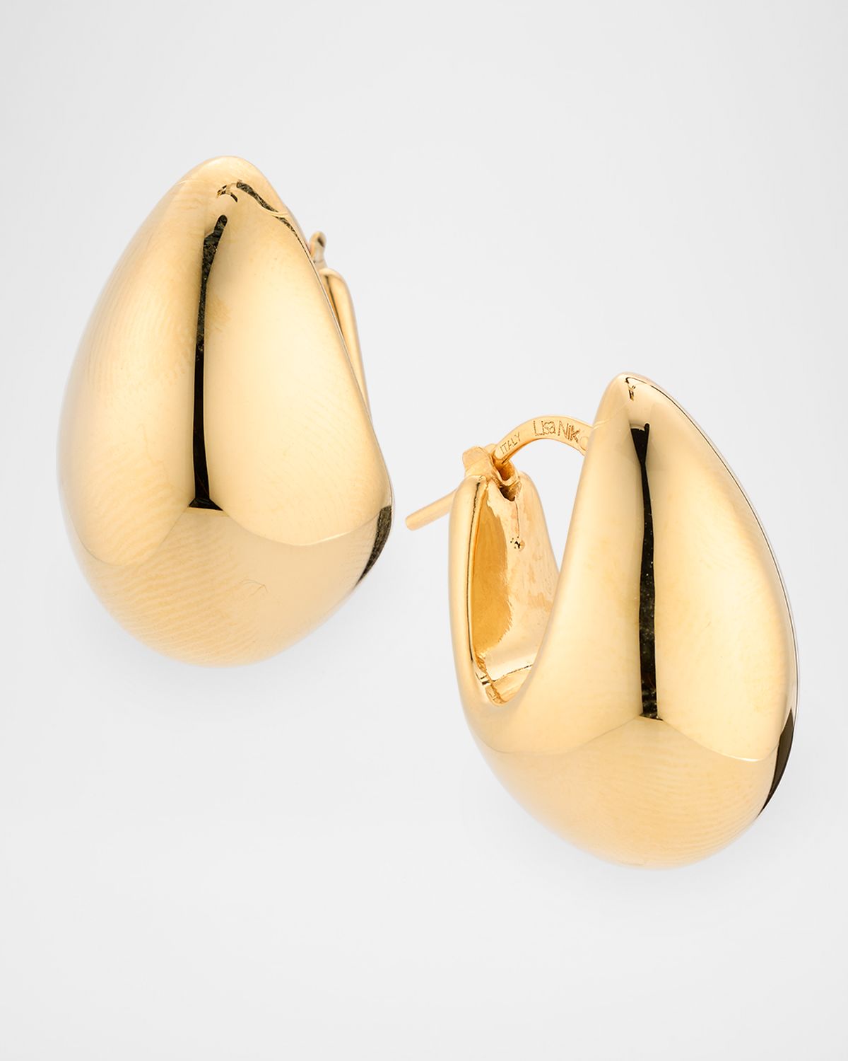 Lisa Nik Golden Dreams 18K Yellow Gold Pear-Shape Puff Hoop Earrings