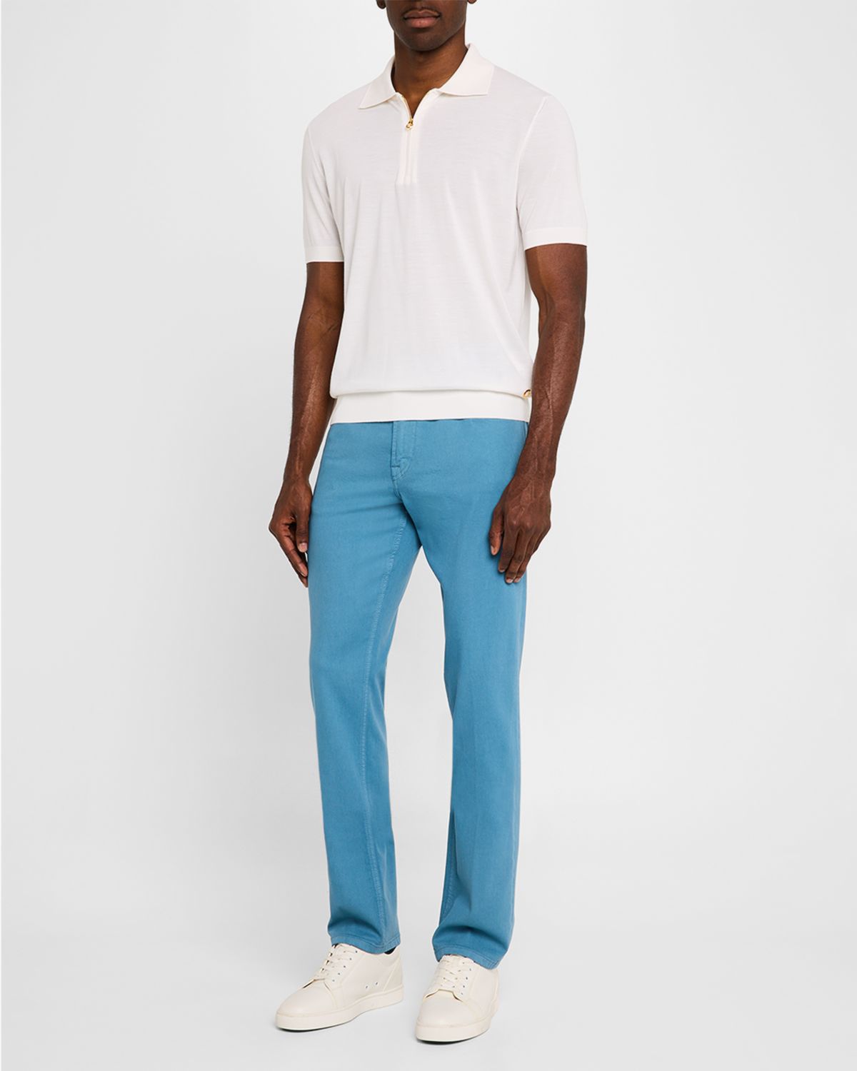 Stefano Ricci Men 's Quarter-Zip Short-Sleeve Polo Sweater