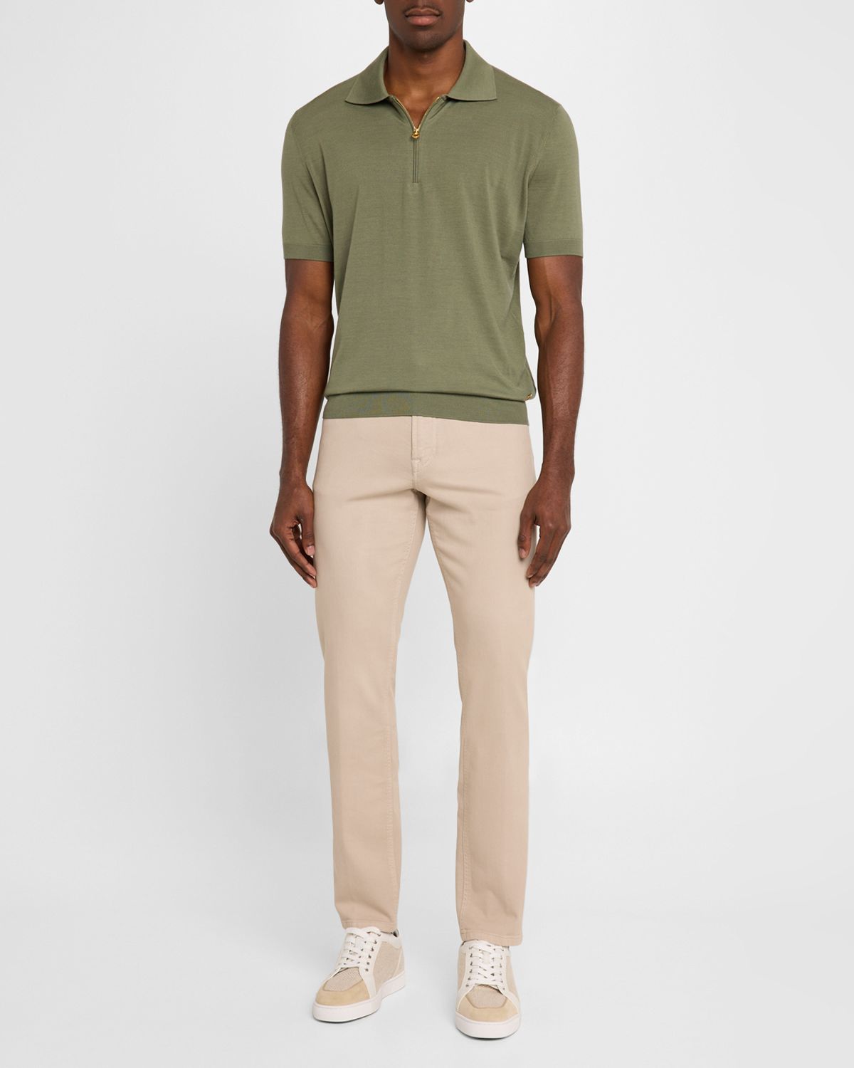 Stefano Ricci Men 's Quarter-Zip Short-Sleeve Polo Sweater | Thumbnail 6 Stefano Ricci Men 's Quarter-Zip Short-Sleeve Polo Sweater | Thumbnail 6