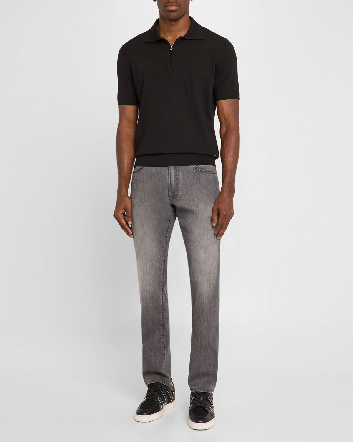 Stefano Ricci Men 's Grey-Wash Slim Fit Jeans