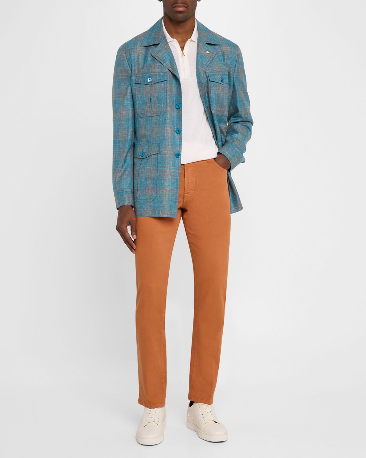 Stefano Ricci Men 's Plaid Four-Pocket Field Jacket