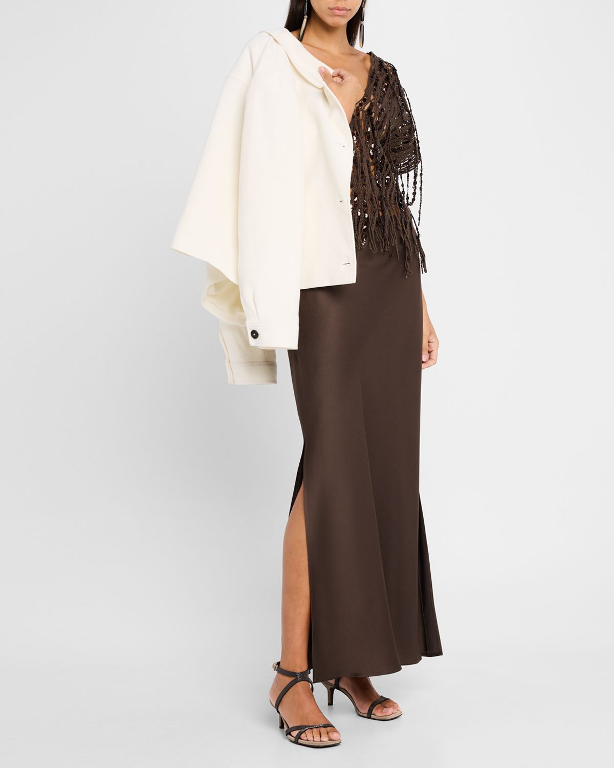 Brunello Cucinelli Satin Cady Maxi Pencil Skirt