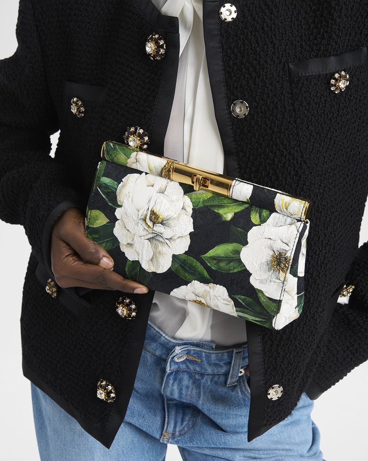 Dolce & Gabbana Marlene Small Flower-Print Clutch Bag