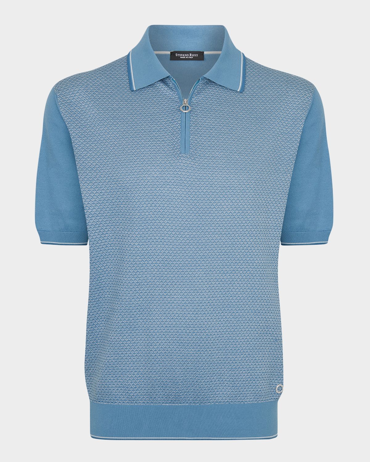 Stefano Ricci Men 's Short-Sleeve Quarter-Zip Polo Sweater