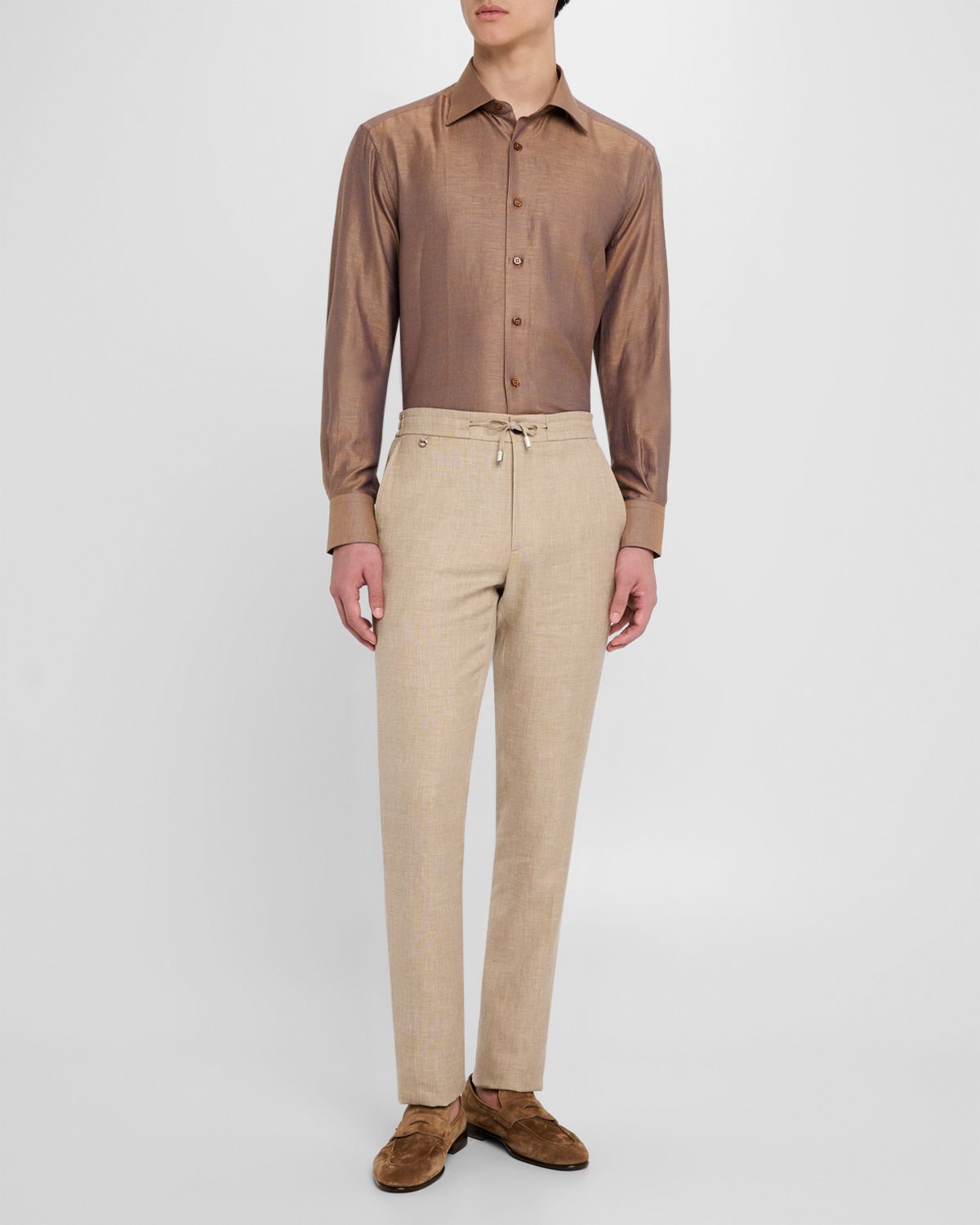 Stefano Ricci Men 's Heathered Cotton and Linen Sport Shirt