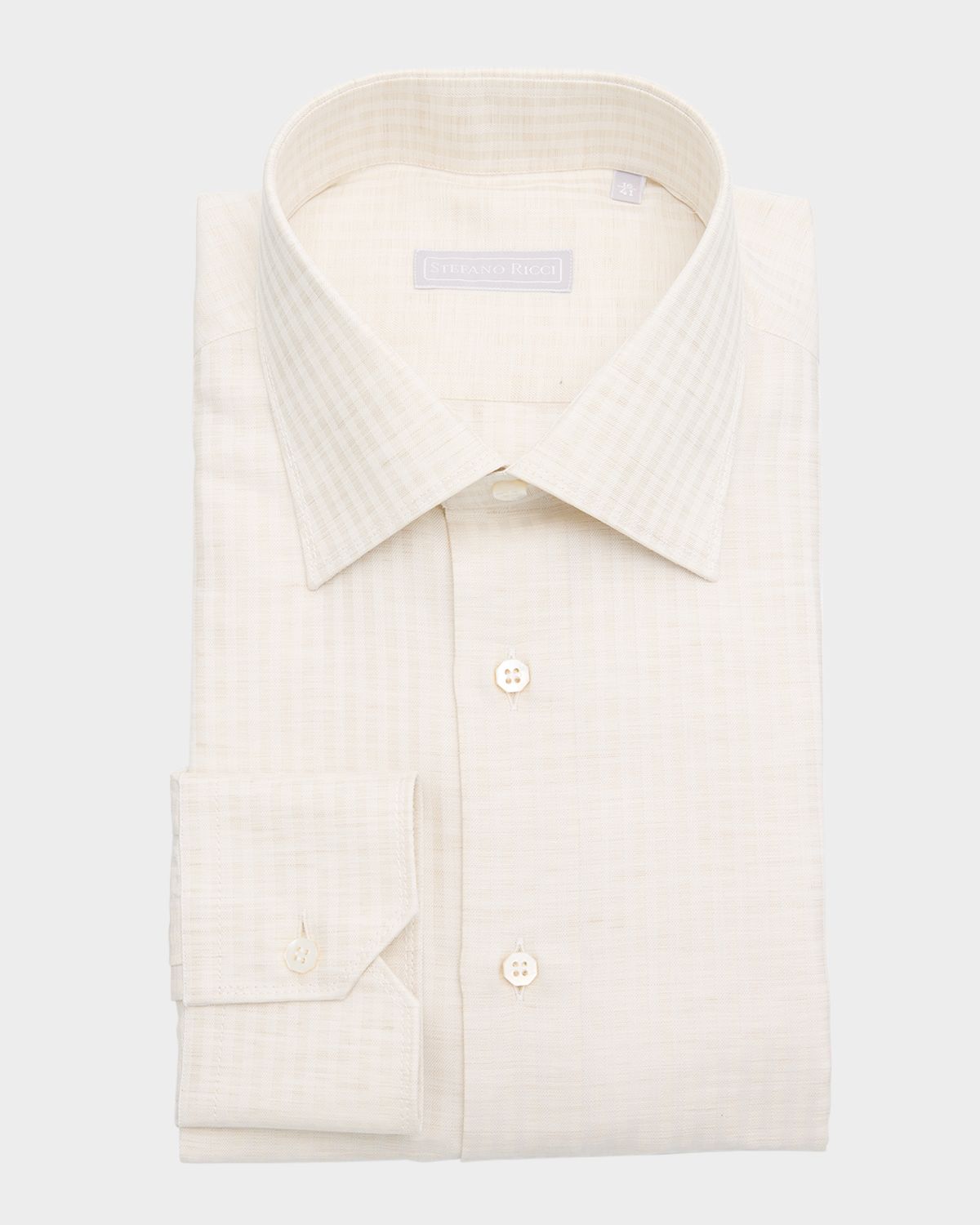 Stefano Ricci Men 's Cotton, Silk and Linen Stripe Dress Shirt
