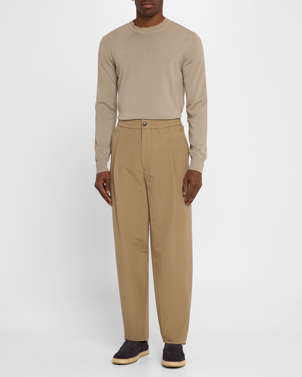 Giorgio Armani Men 's Pleated Linen-Cotton Trousers