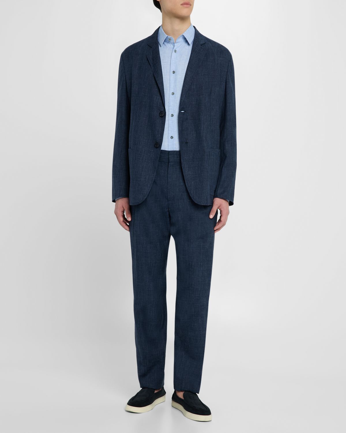 Giorgio Armani Men's Micro-Houndstooth Linen Sport Shirt