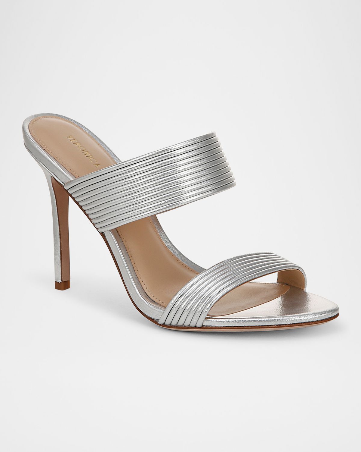 Veronica Beard Asha Metallic Dual-Band Slide Sandals