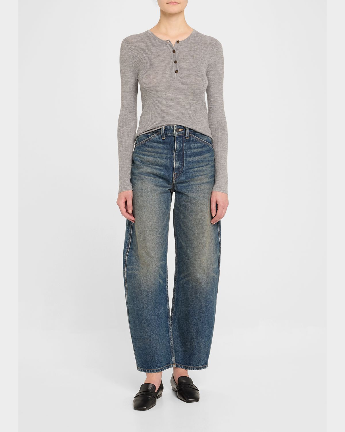 Nili Lotan Klarise Henley Wool Sweater
