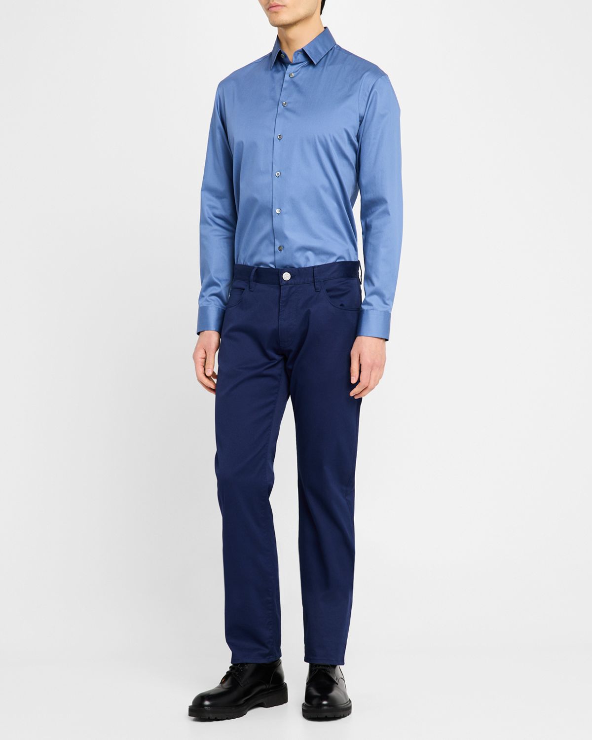 Giorgio Armani Men 's Logan Piece-Dyed Cotton Sport Shirt | Thumbnail 5