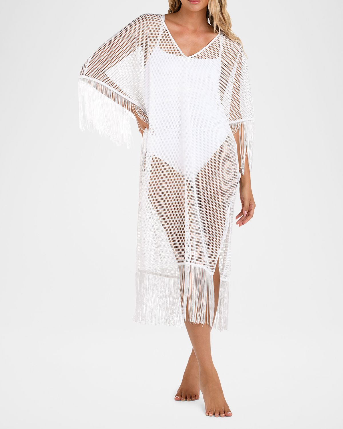 La Blanca Open-Knit Crochet Caftan Coverup | Thumbnail 2