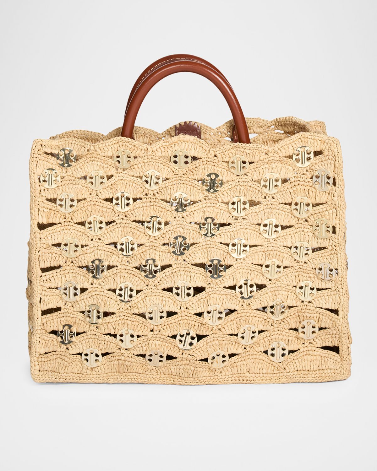 Rabanne Sac a Main Disc-Link Raffia Tote Bag