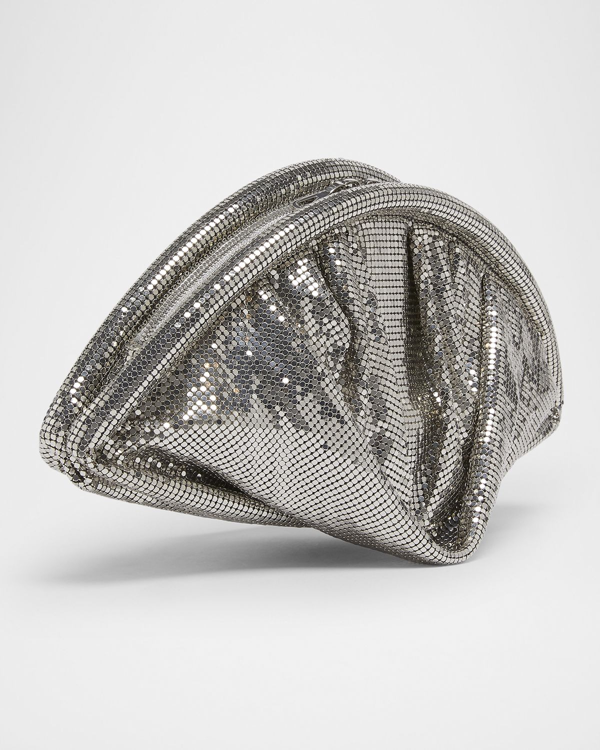 Rabanne Studded Mesh Zip Pochette Clutch Bag