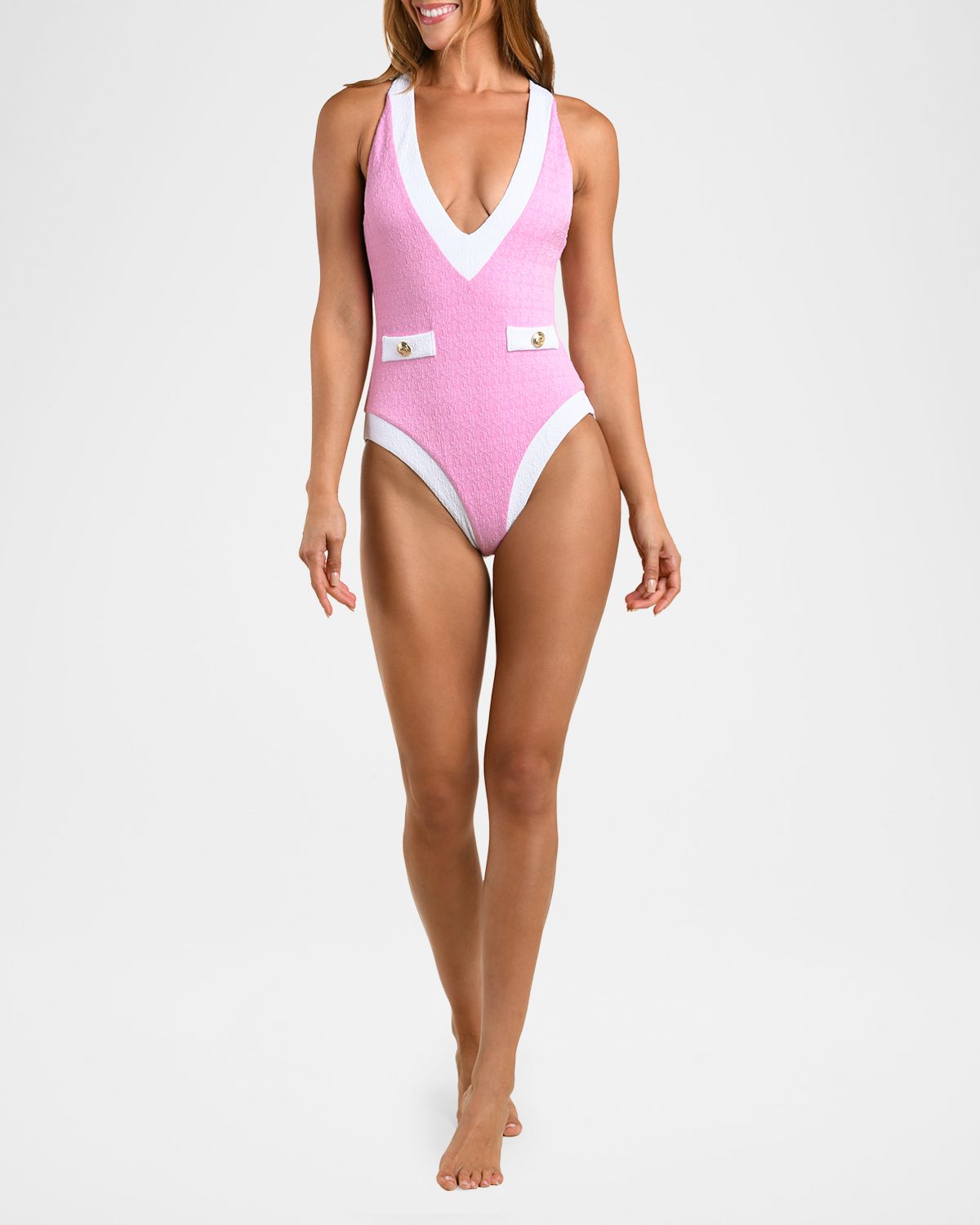 L 'Agence Colorblock Chic Lisa Plunge One-Piece Swimsuit | Thumbnail 4