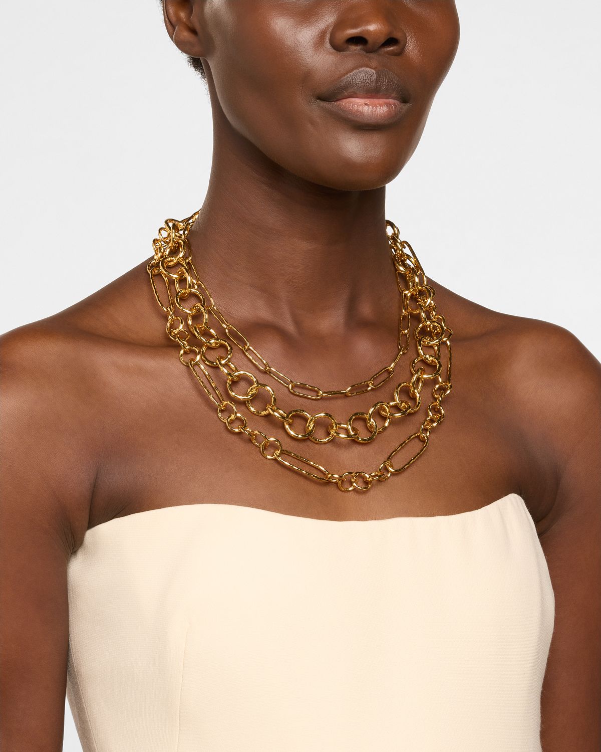 NEST Jewelry Hammered Gold Multi-Chain Necklace