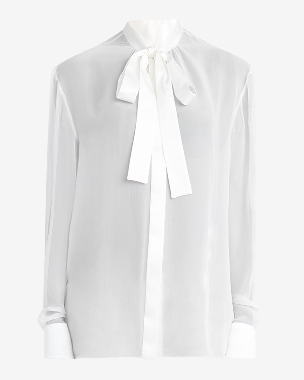 Dolce & Gabbana Chiffon Button Down Neck-Tie Blouse