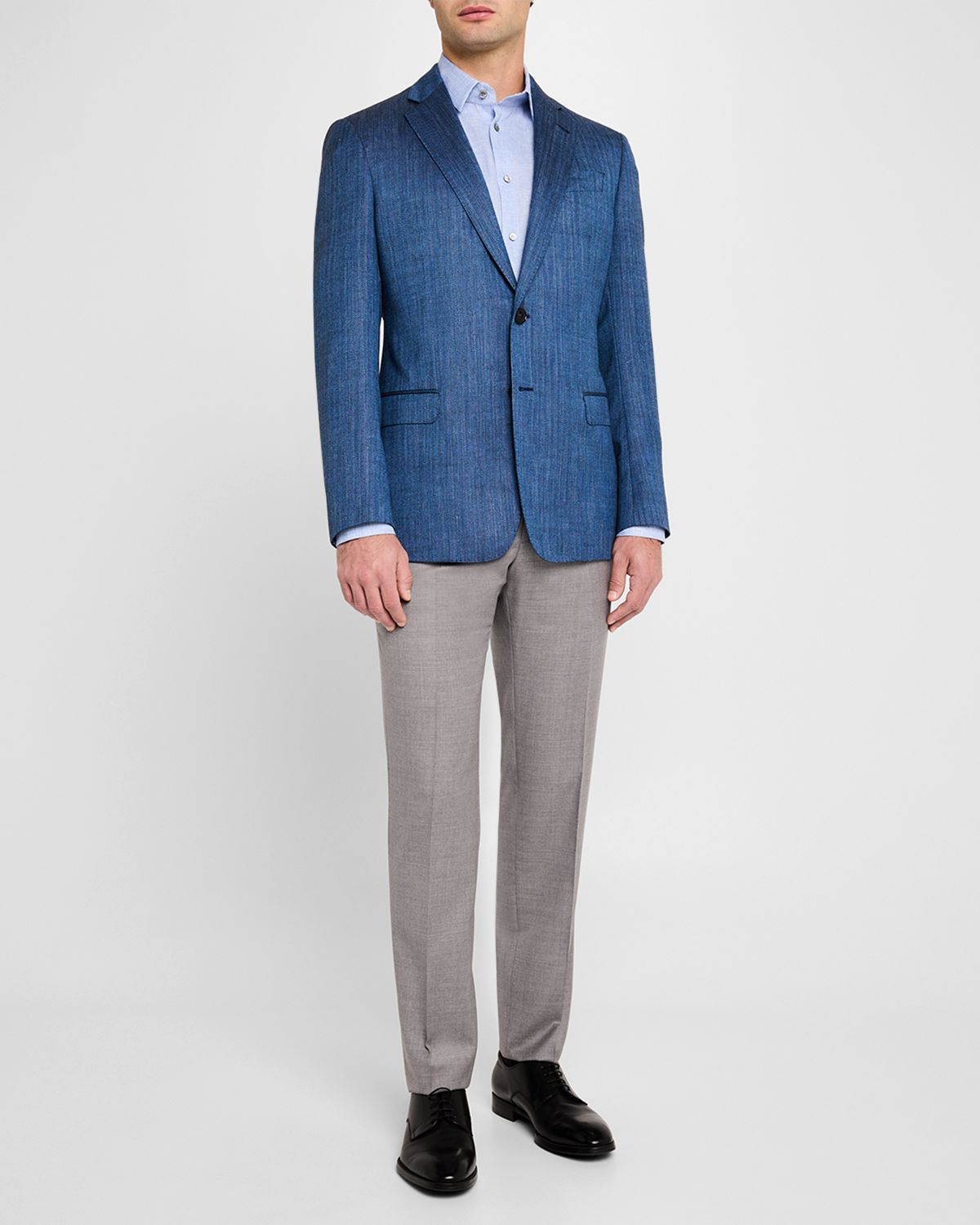 Giorgio Armani Men 's Wool Flat-Front Trousers | Thumbnail 5 Giorgio Armani Men 's Wool Flat-Front Trousers | Thumbnail 5