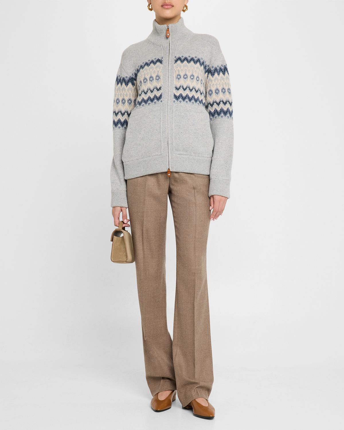 Loro Piana Alpe Pile Cashmere GG 5 Bomber Sweater