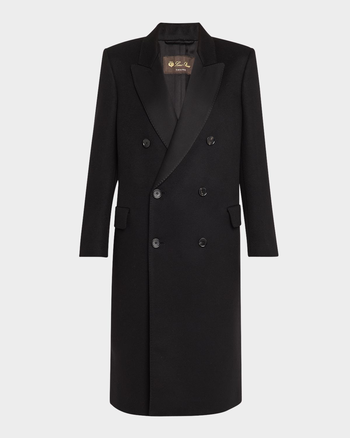 Loro Piana Jerard Cashmere Double-Breasted Coat With Double Satin Mireille Trim