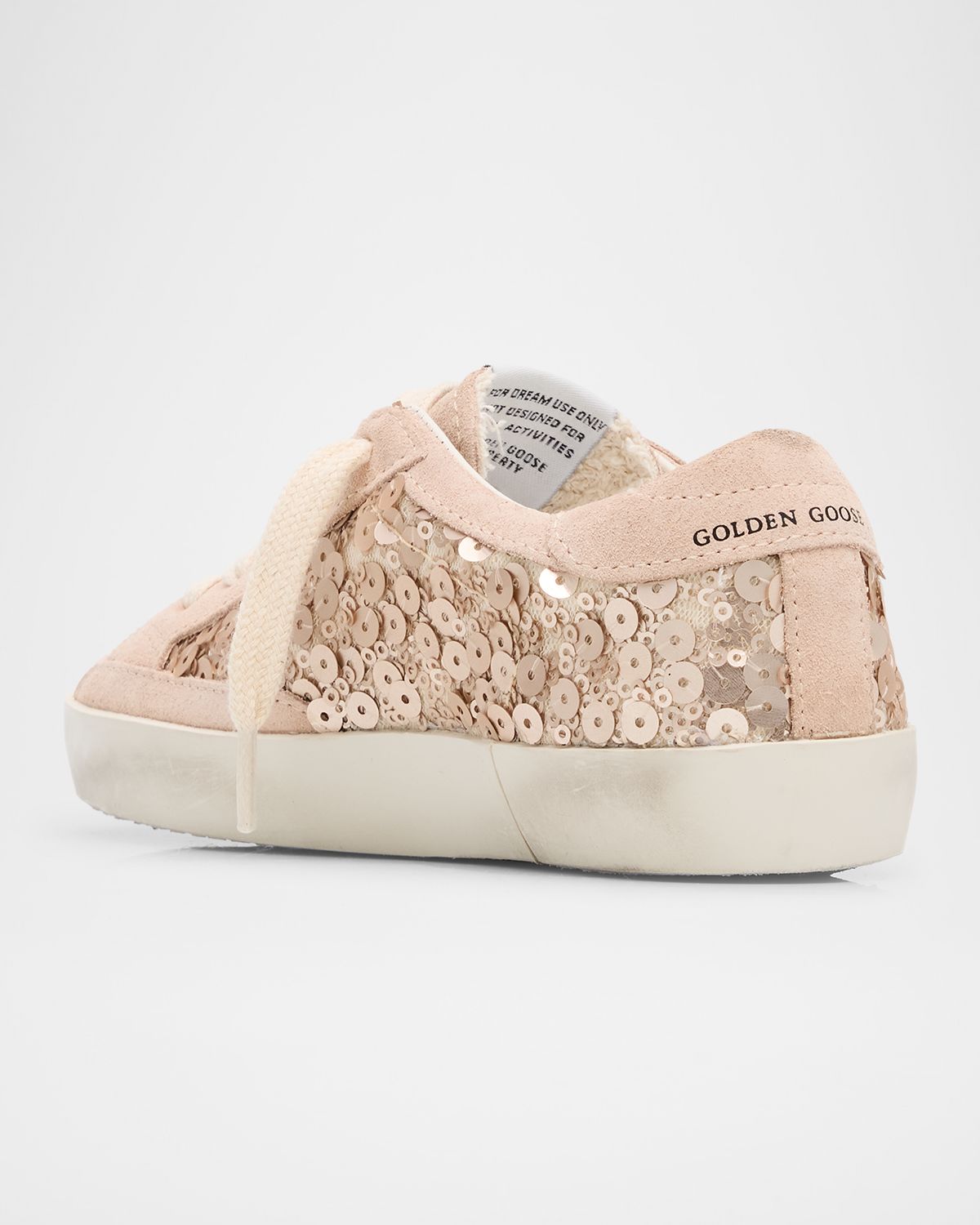 Golden Goose Girl 's Exclusive Super Star pale pink sneaker w pale pink allover paillets lace up