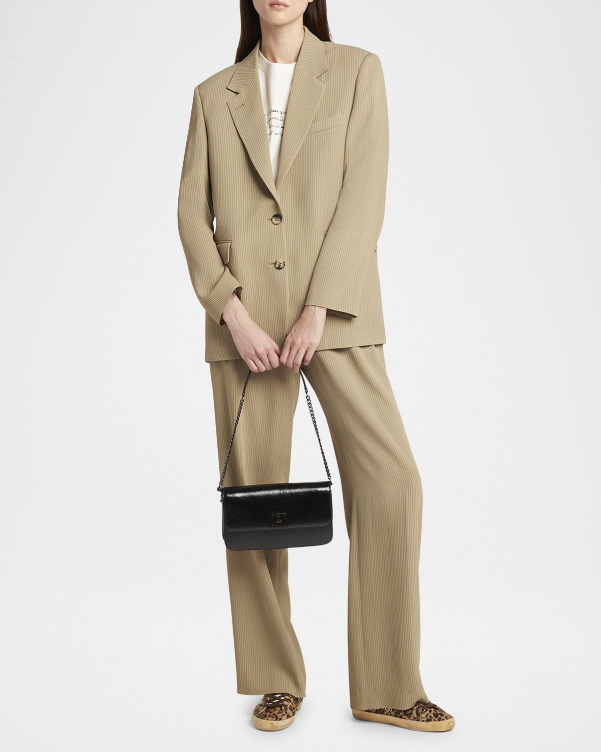 Golden Goose Gioia Shiny Wavy Leather Shoulder Bag