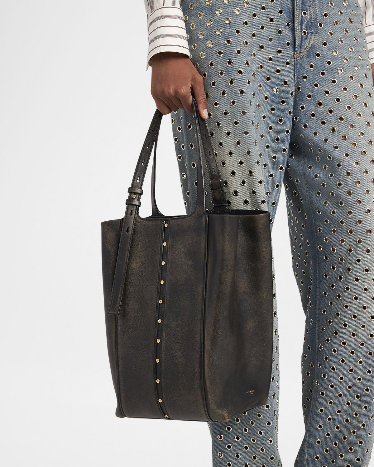 Golden Goose 24/7 North-South Distressed Leather Shoulder Bag