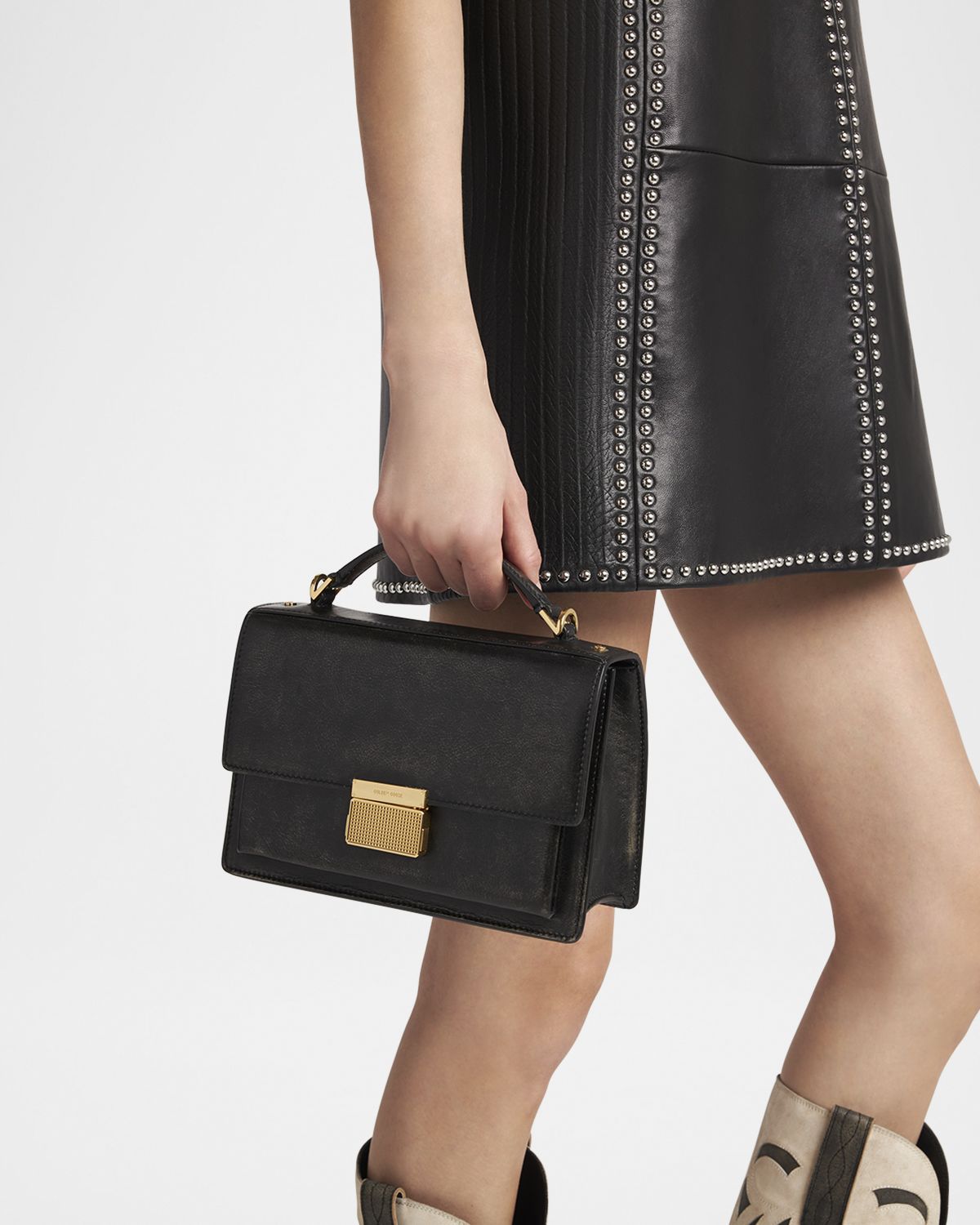 Golden Goose Venezia Distressed Leather Crossbody Bag