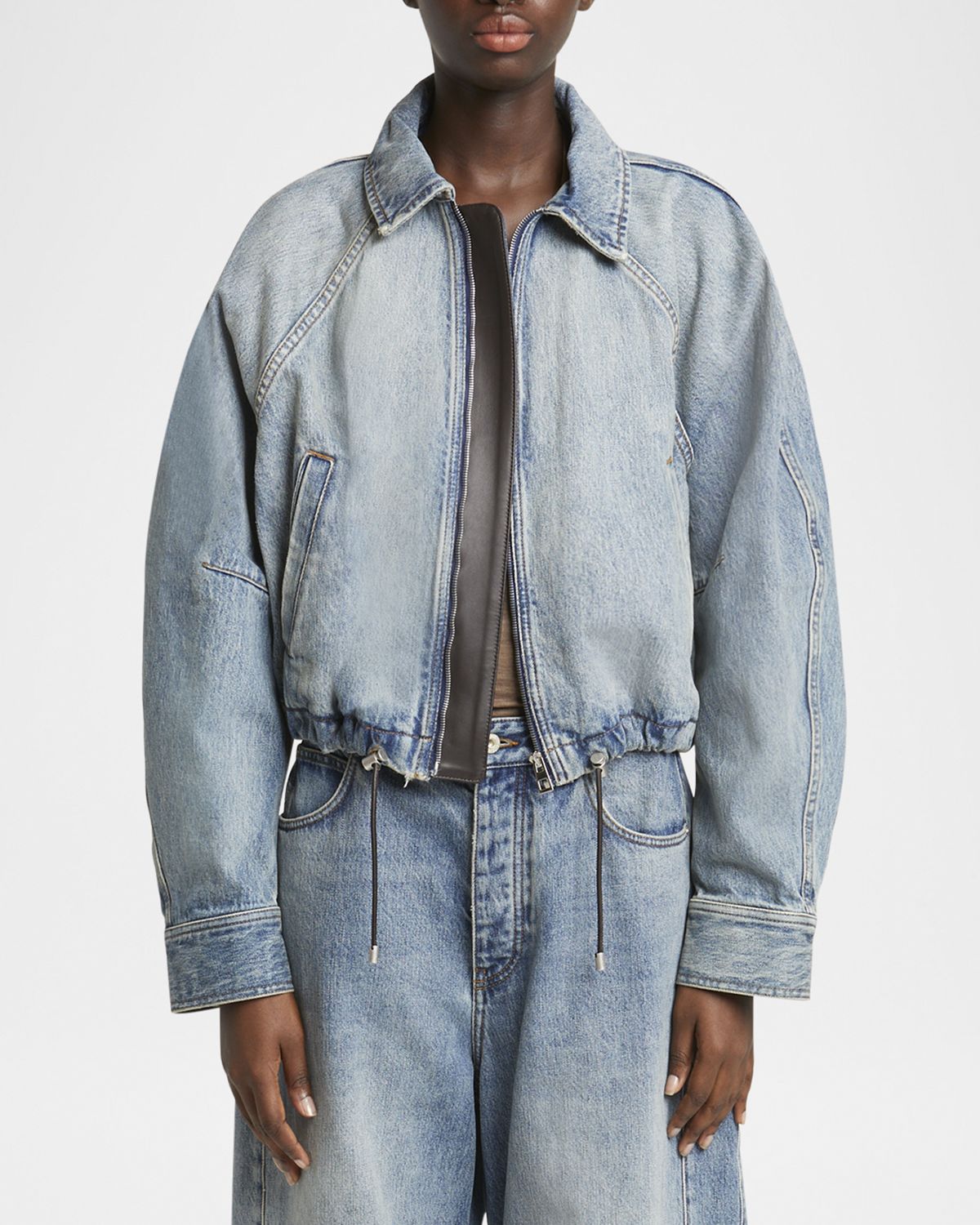 Loewe Balloon Zip-Up Drawstring Denim Jacket