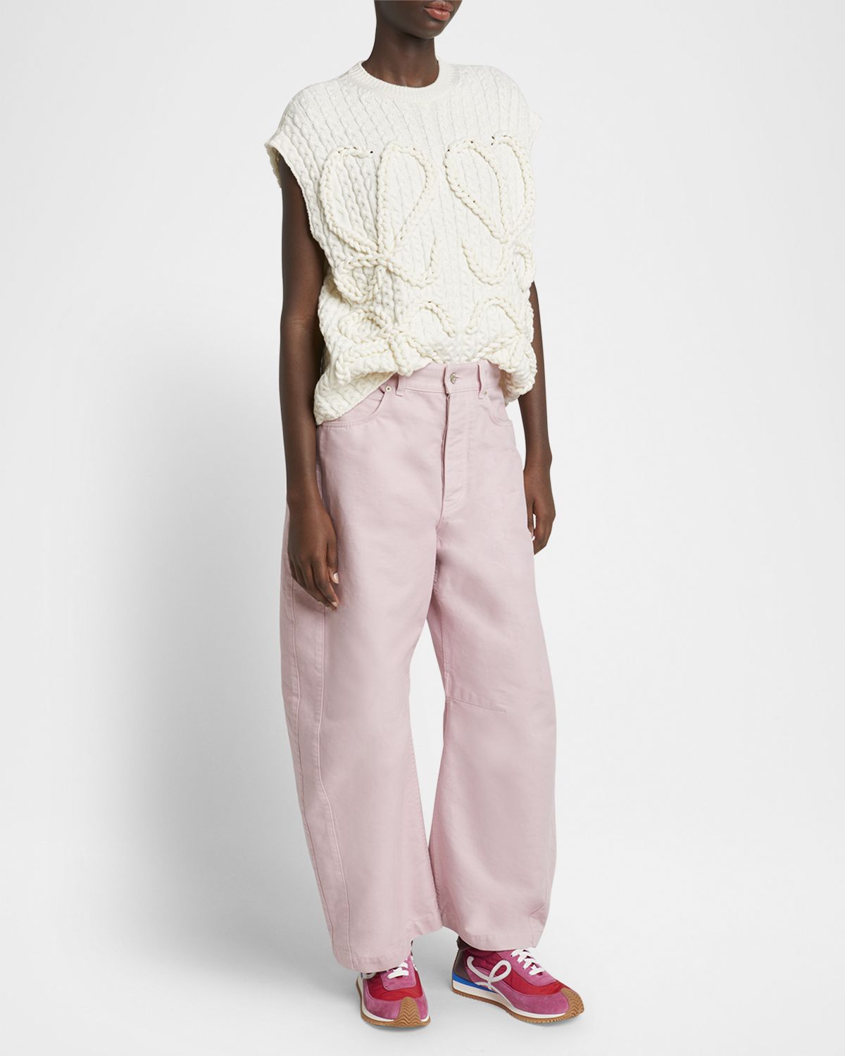 Loewe Barrel Pleated Wide-Leg Ankle Trousers