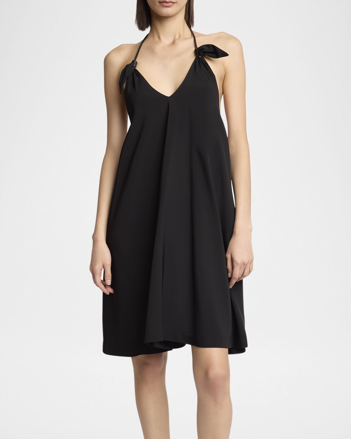 Loewe Halter Leather Knot Backless Mini Dress
