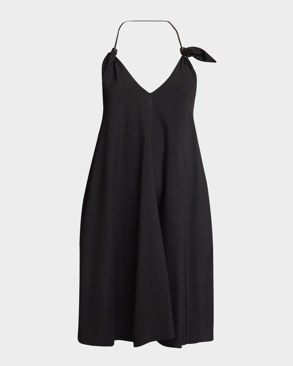Loewe Halter Leather Knot Backless Mini Dress