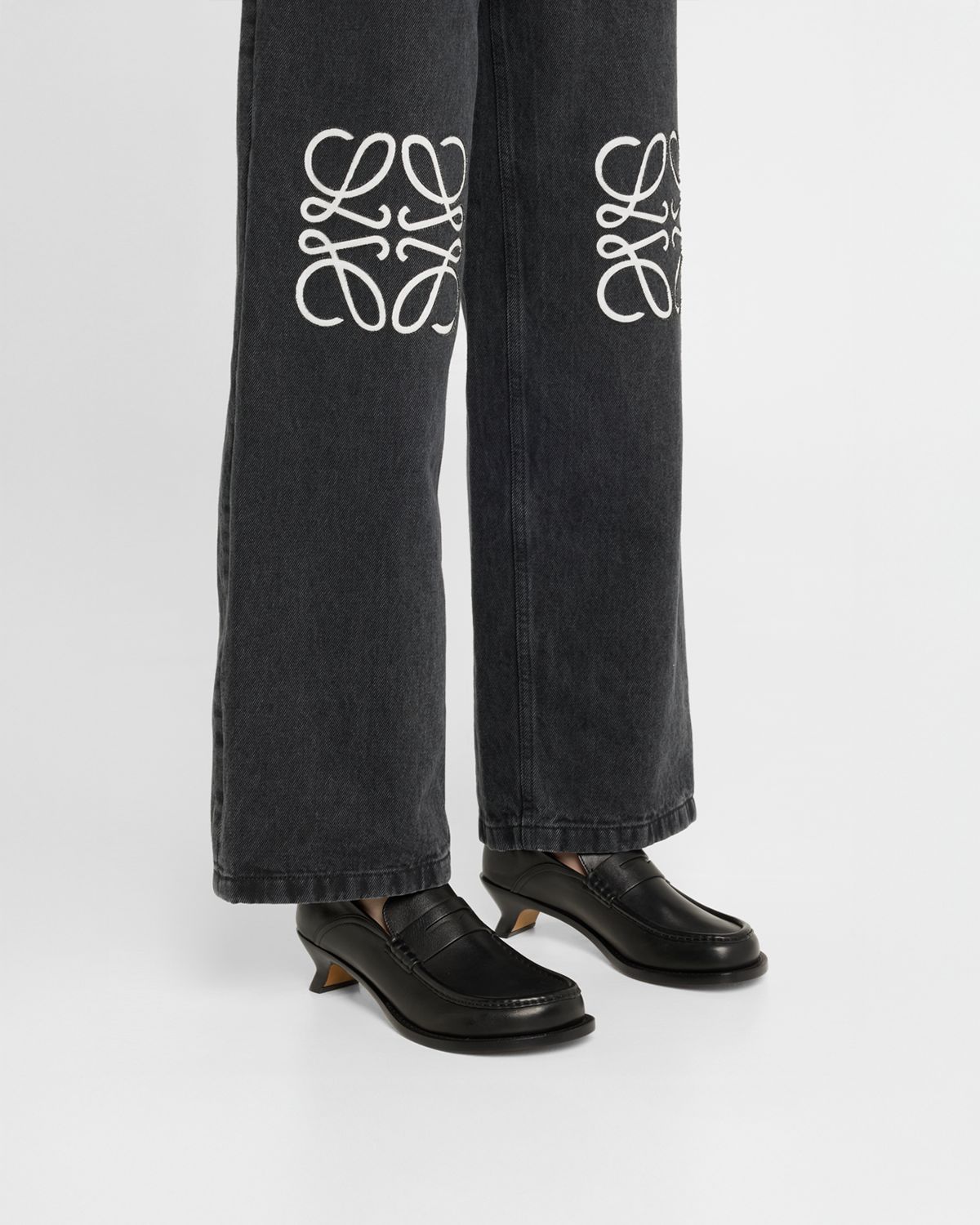 Loewe Campo Leather Kitten Penny Loafers