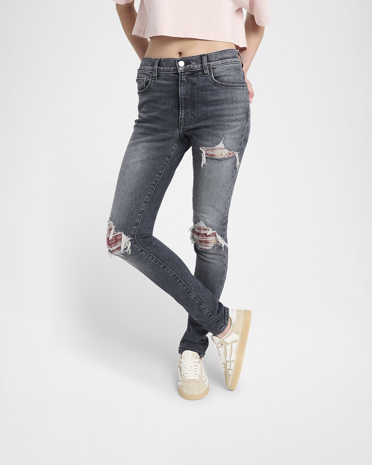 Amiri Pacific Bones Mixed Leather Sneakers