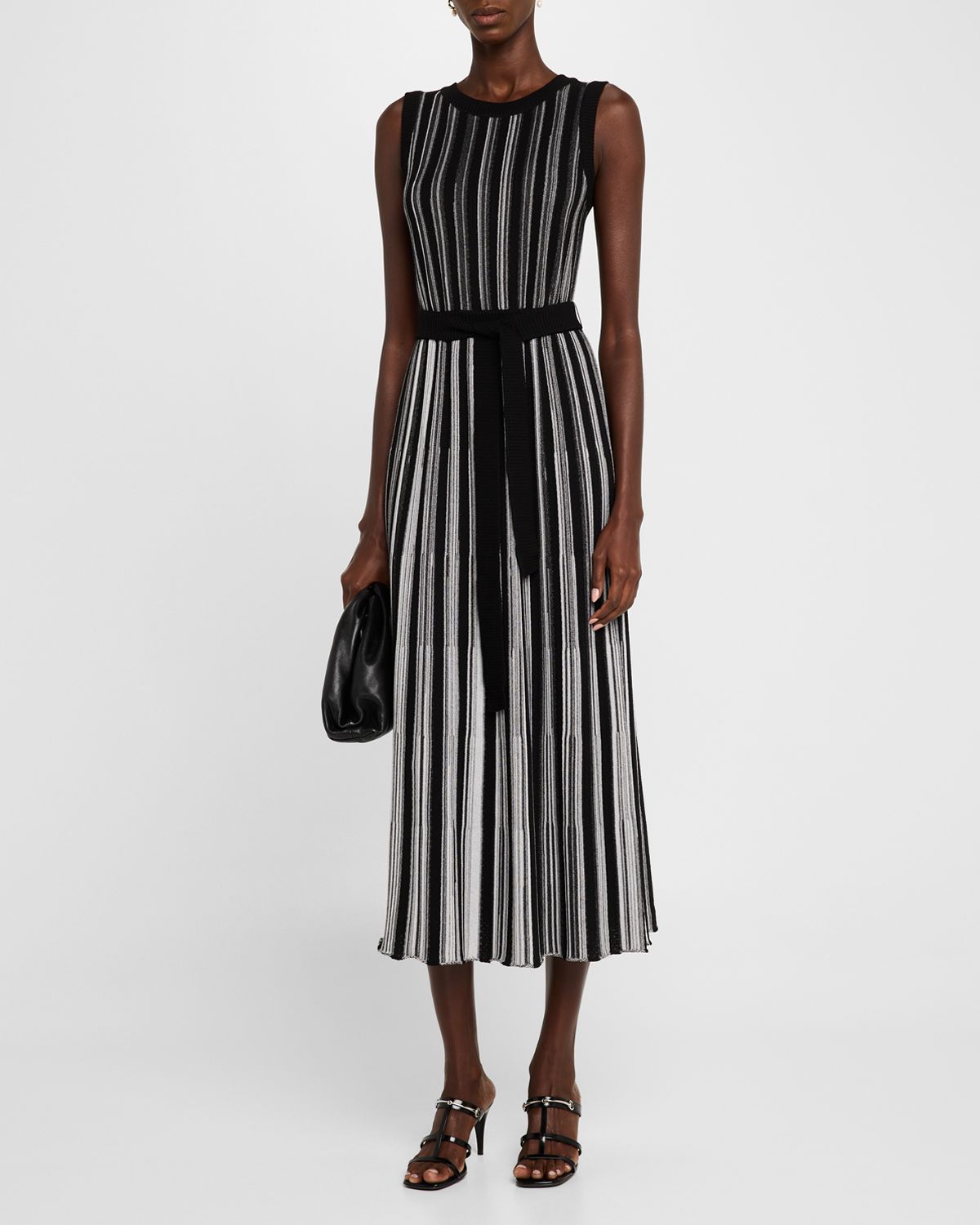 Misook Sleeveless Soft Ribbed Knit Belted Maxi Dress - Modern Fit