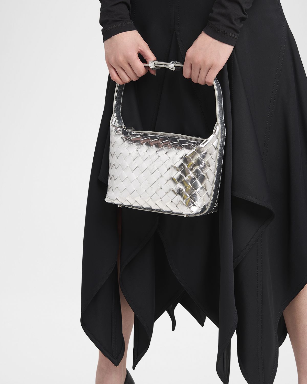 Bottega Veneta Mini Wallace Metallic Leather Shoulder Bag