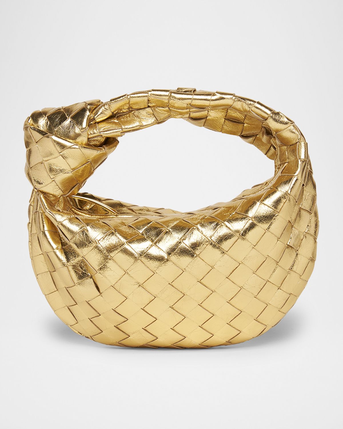 Bottega Veneta Mini Jodie Metallic Leather Top-Handle Bag