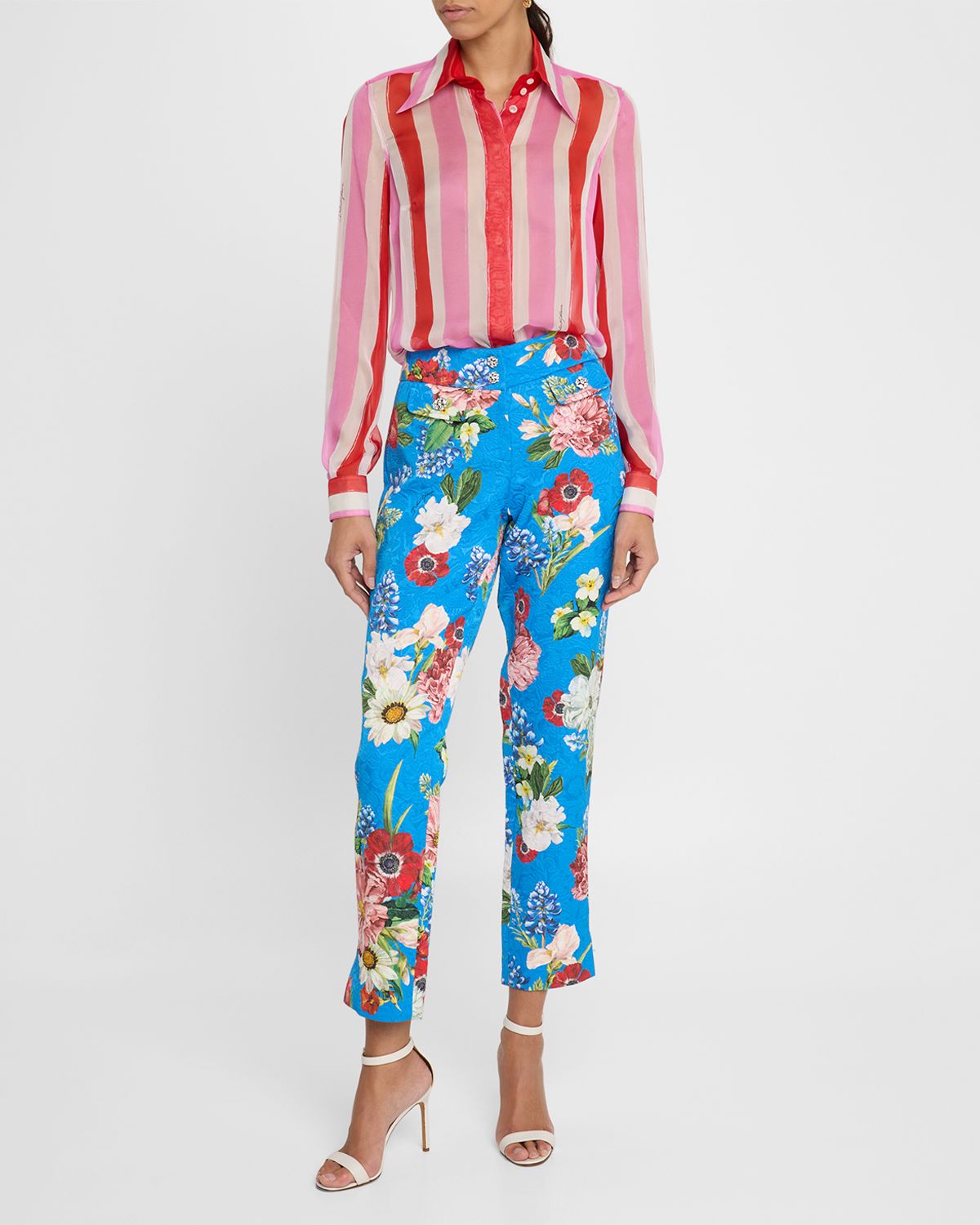 Dolce & Gabbana Stripe Button Down Chiffon Blouse