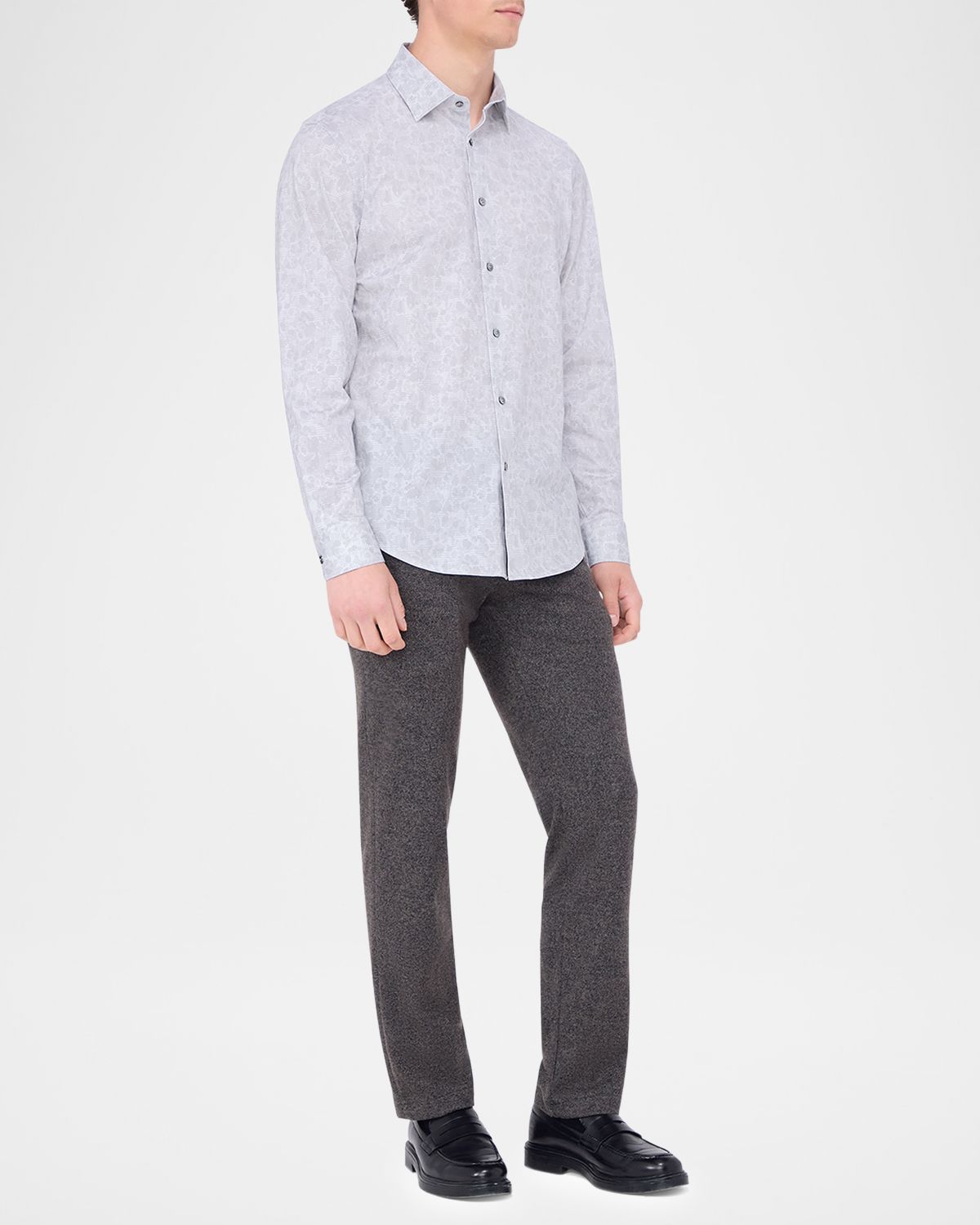 Bugatchi Men 's OoohCotton James Tonal-Print Sport Shirt