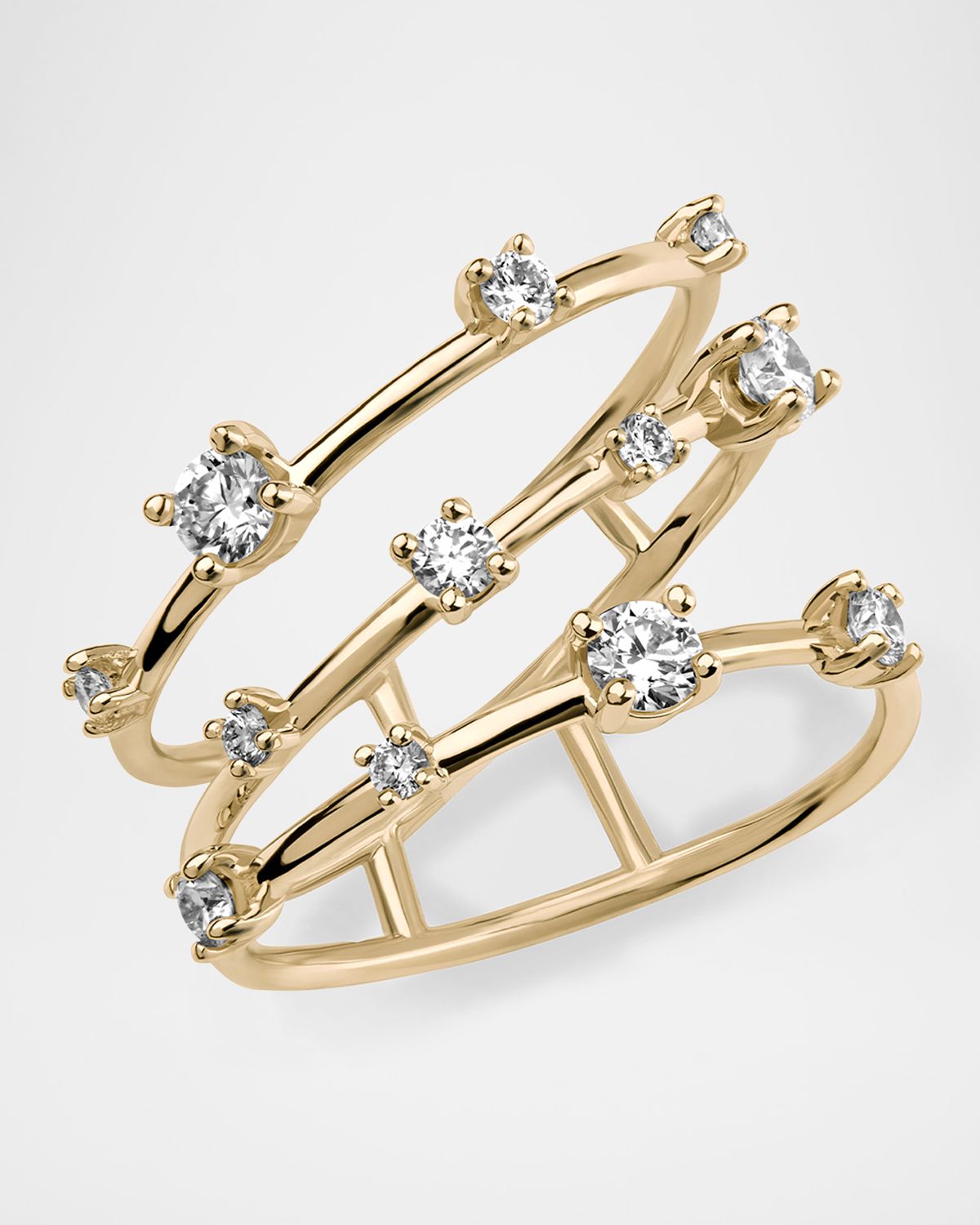 LANA Solo 14k Gold and Diamond 3-Band Angled Ring