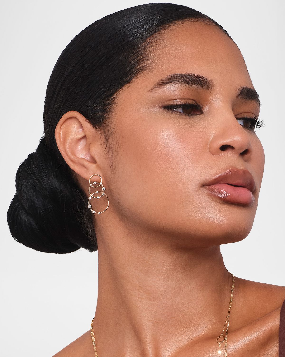 LANA Solo 14K Yellow Gold 3-Tier Circle Earrings with Diamonds