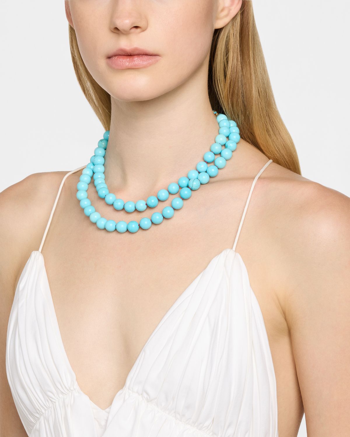 Dina Mackney Hand-Knotted Turquoise Howlite Bead Necklace, 36"L