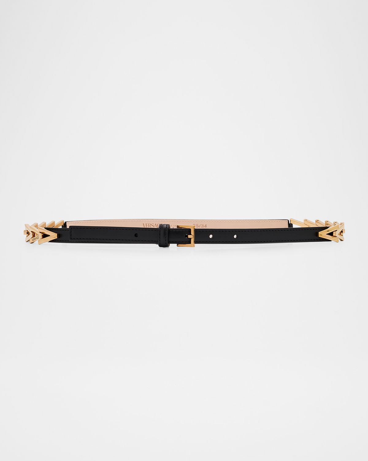 Versace Logo Engraved Calf Leather Belt