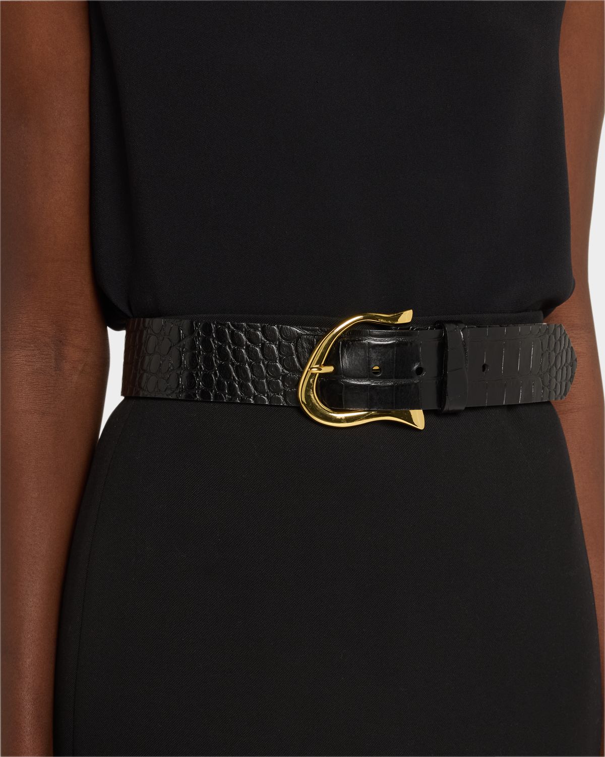 Streets Ahead Cil Croc-Embossed Leather Waist Belt