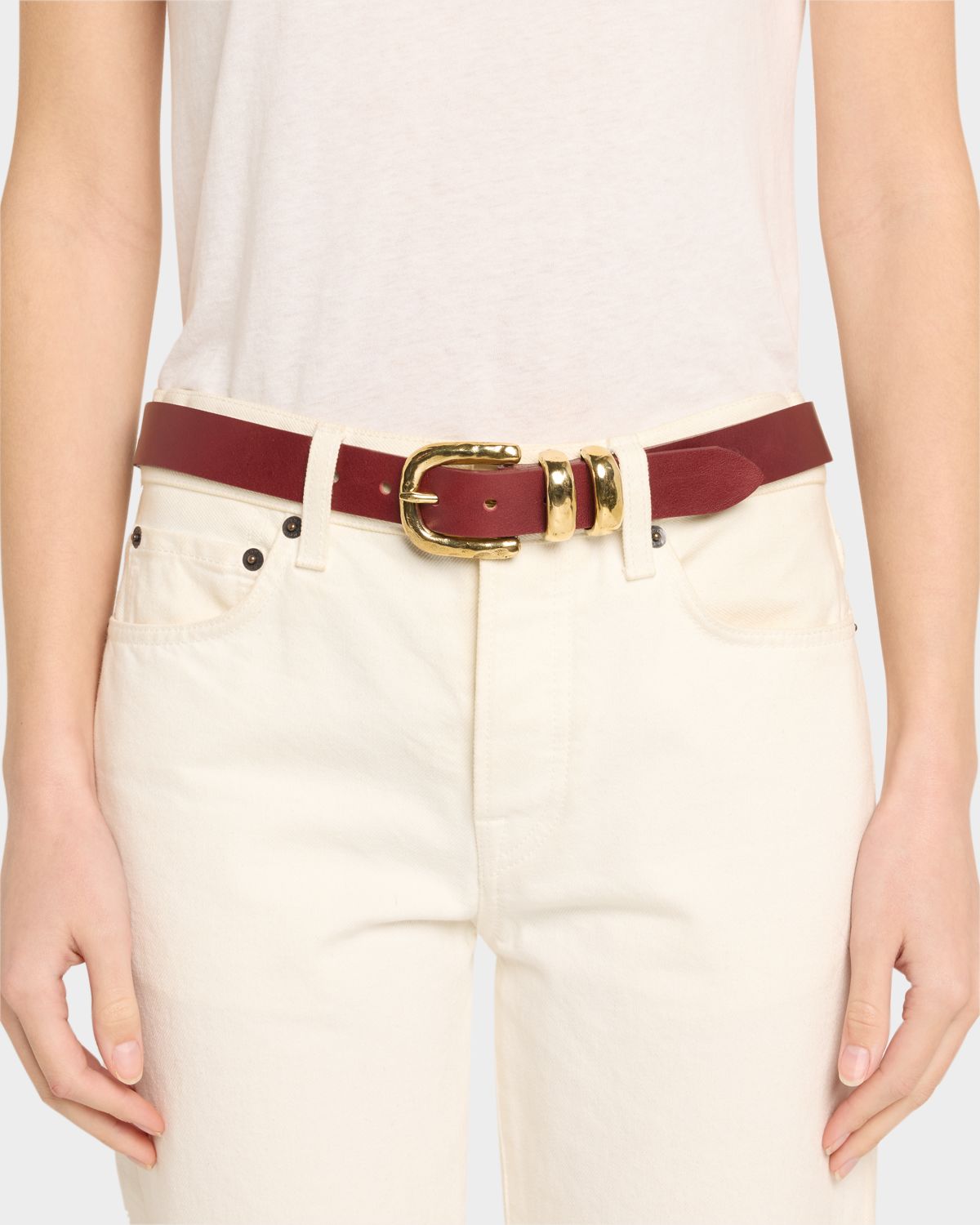 Streets Ahead Gold-Tone Buckle Leather Belt