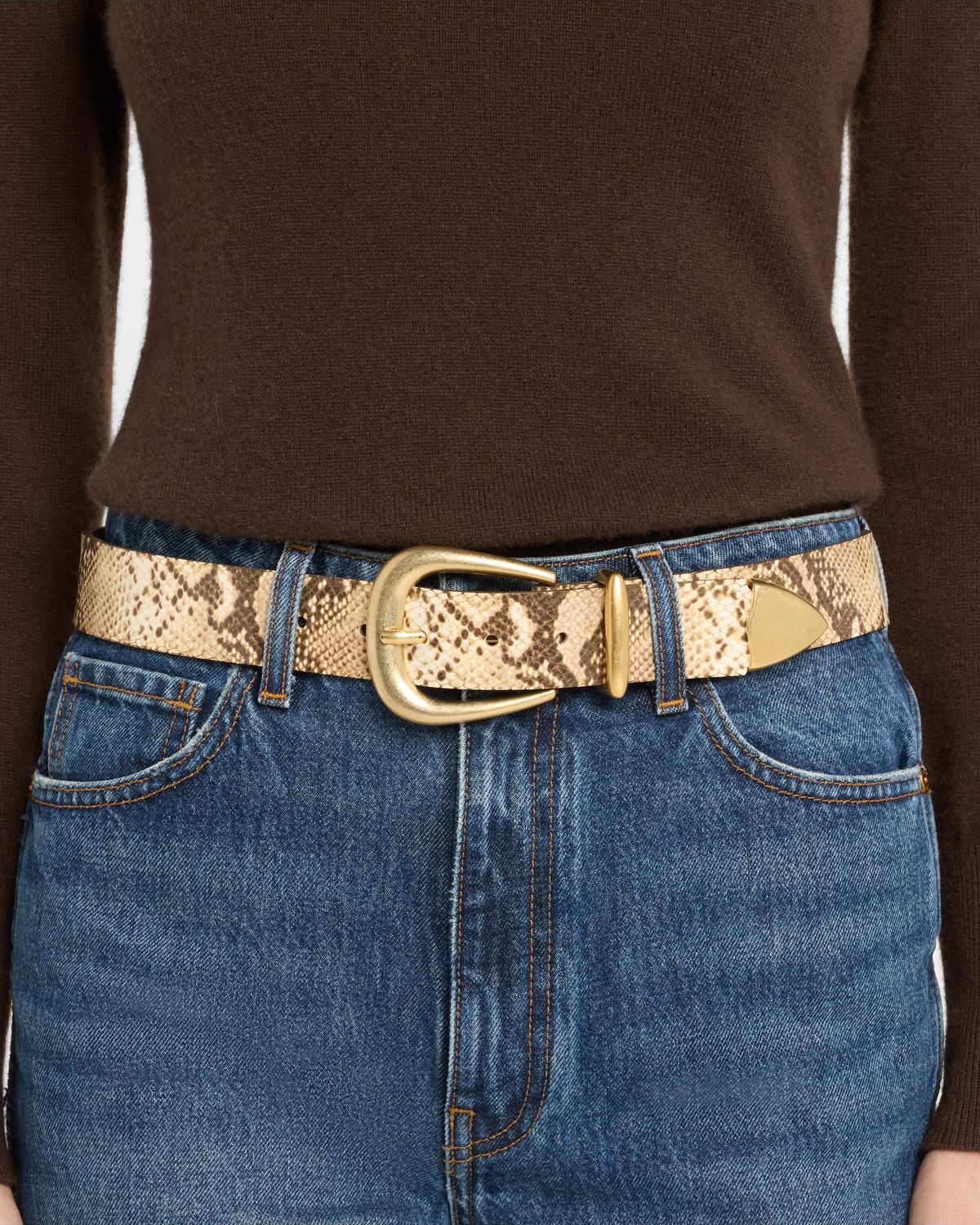 Streets Ahead June Snake-Print Leather Belt