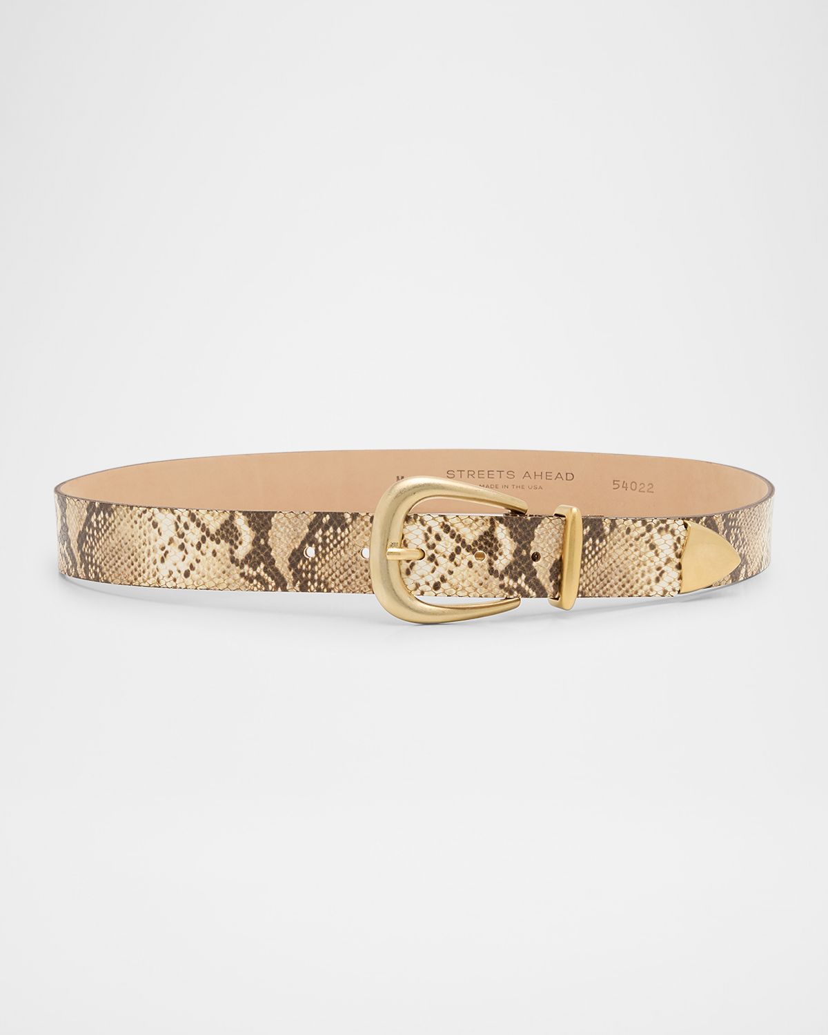 Streets Ahead June Snake-Print Leather Belt