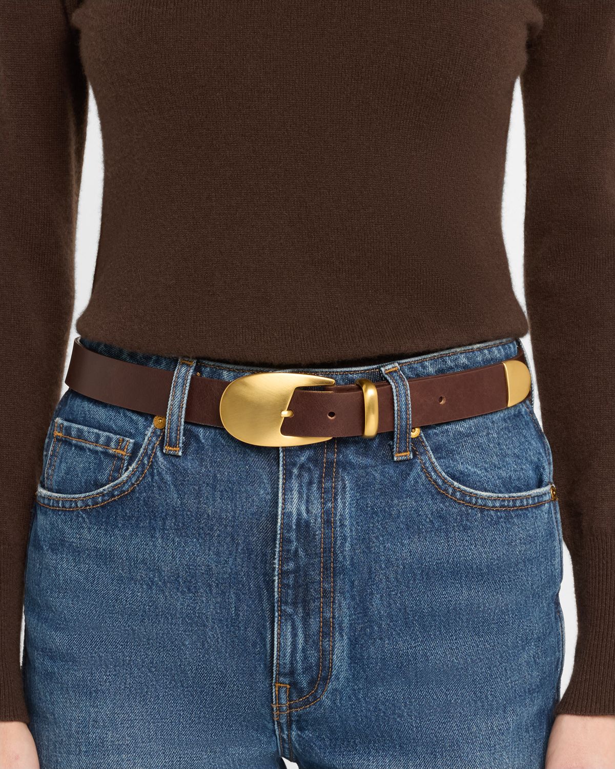 Streets Ahead Gold-Tone Buckle Leather Belt