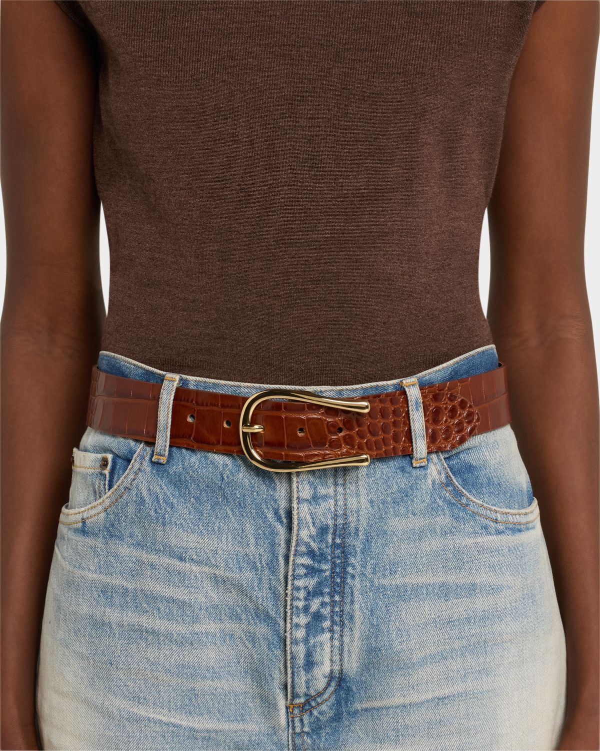 Streets Ahead Croc-Embossed Leather Belt
